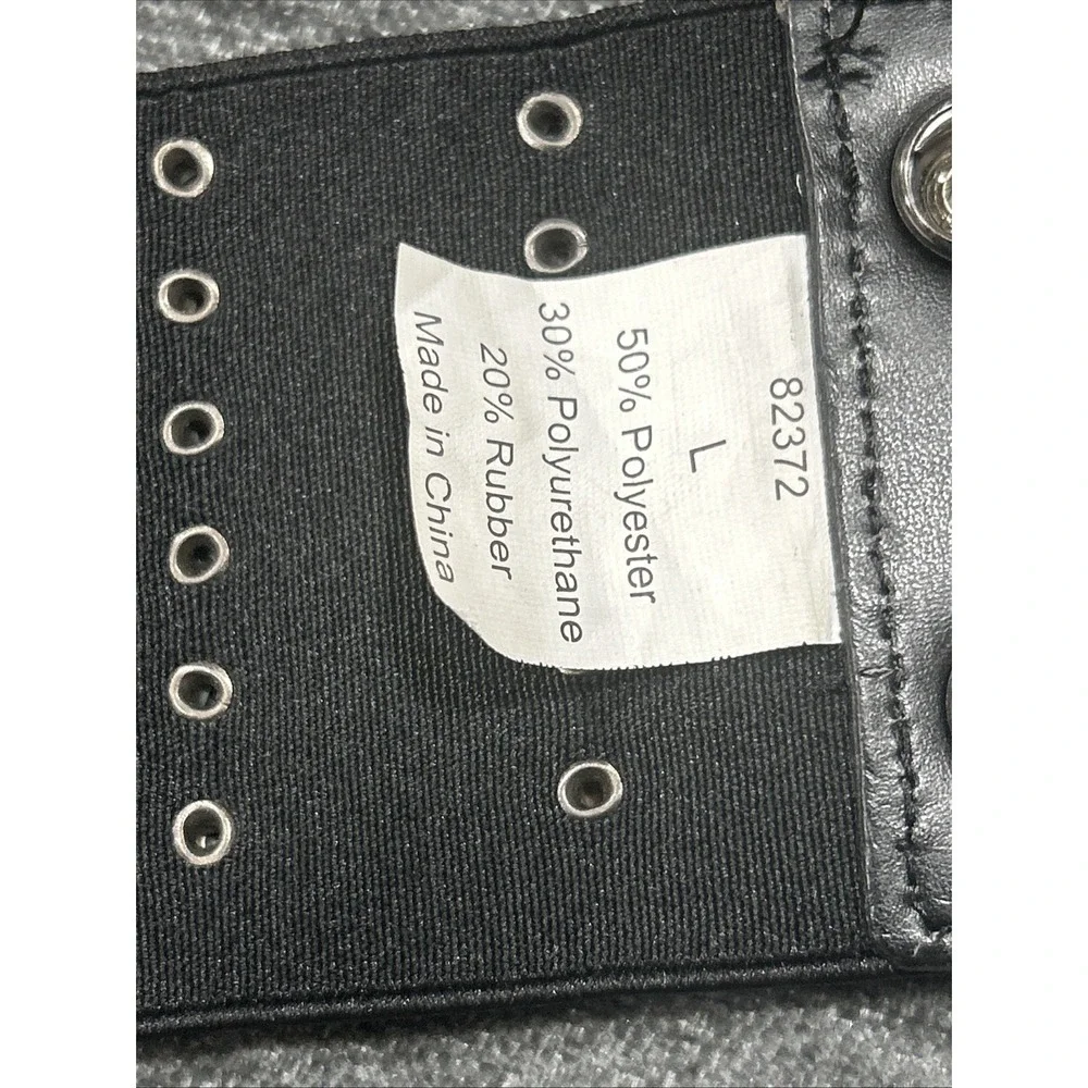 Black Stretch Waist Belt Silver Disc Studded Corset Style‎ Belt Size L Punk Goth